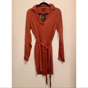 FOREVER 21 Casual Long-Sleeve Dress with Waist Tie
